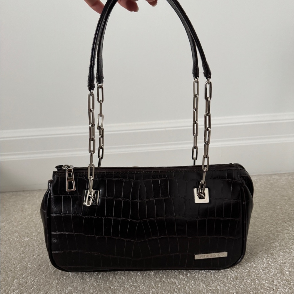 Rossetti Black Croc-Embossed Handbag